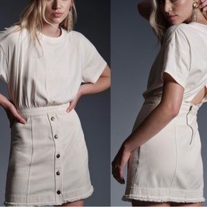 NWT Anthropologie Size 0 White Denim Skirt with Attached Tunic Tee Dress